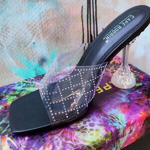 Cape Robbin Clear Jeweled Slip On Heels NWT